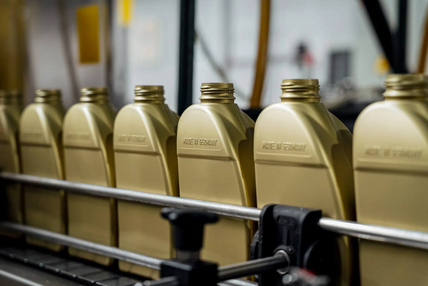 LuBinol bottles on the filling line